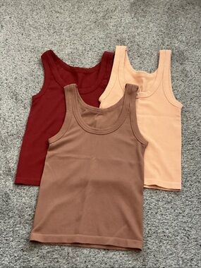 New Nikibiki Seamless Tank Top Bundle ~ Burgundy, Peach, Brown